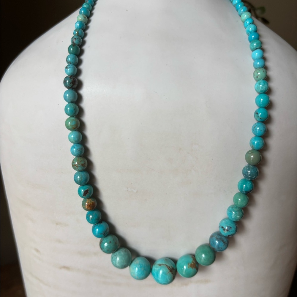 Jay King DTR Turquoise Graduated Necklace Sterling Silver Mine Finds 17-20"